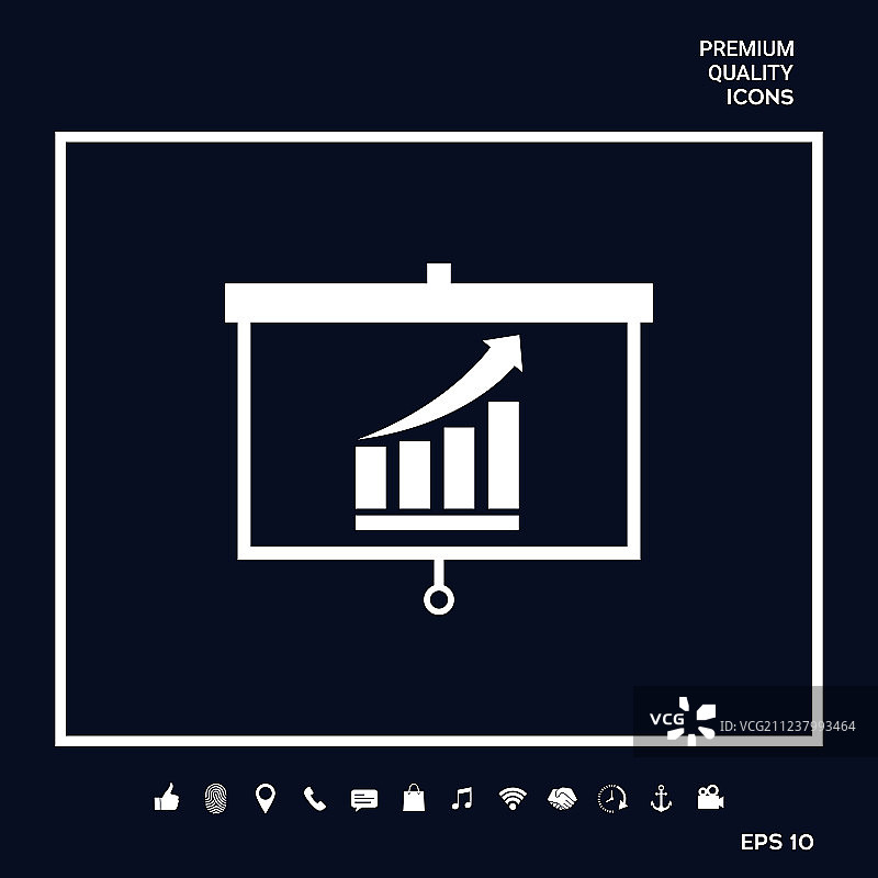 带有增长条形图的投影屏幕图片素材