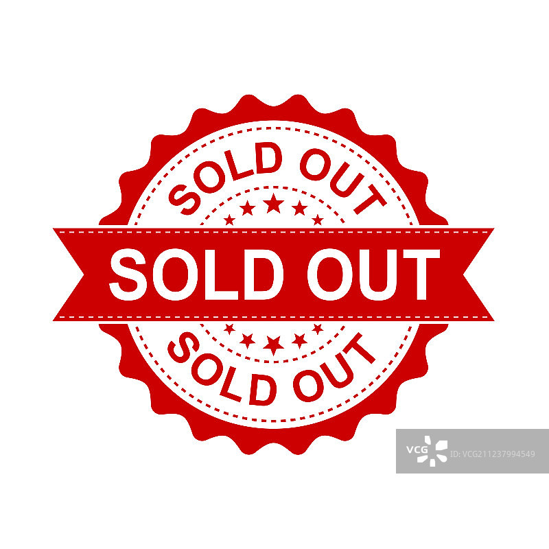 售罄的Grunge橡胶印章，白色背景图片素材