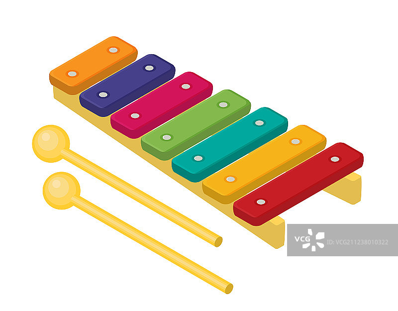 扁平风彩色木琴玩具图片素材