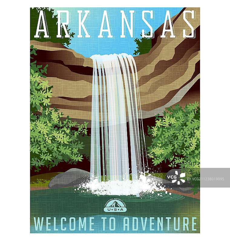 阿肯色州旅游海报或贴纸图片素材