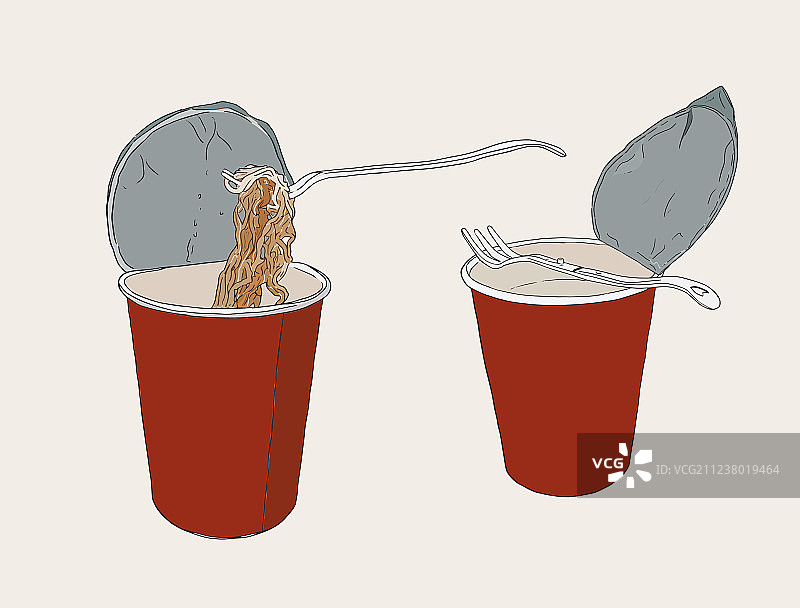 方便面杯速写集图片素材