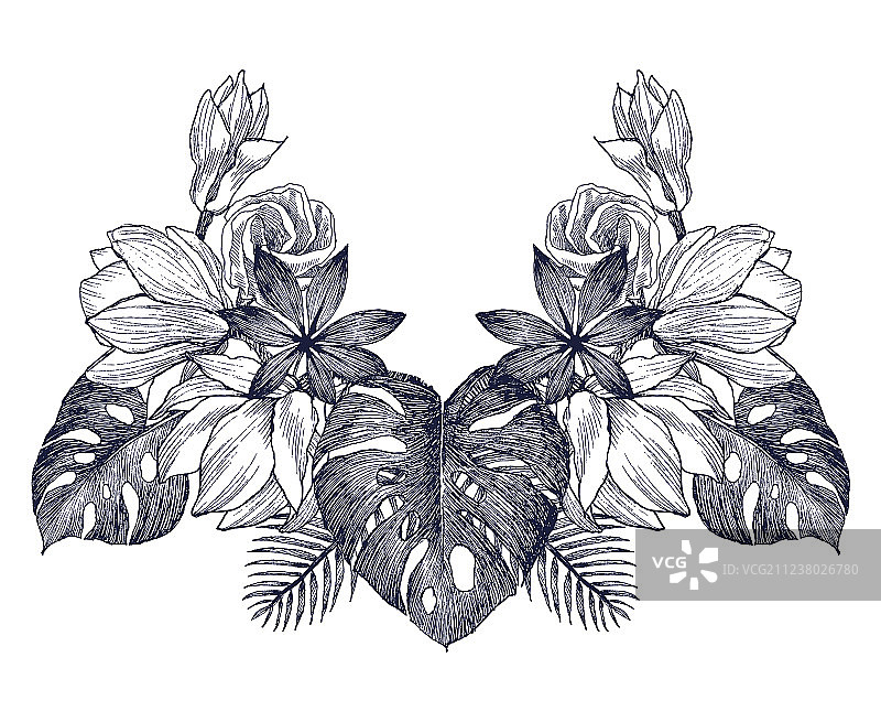 复古边框花卉图案图片素材