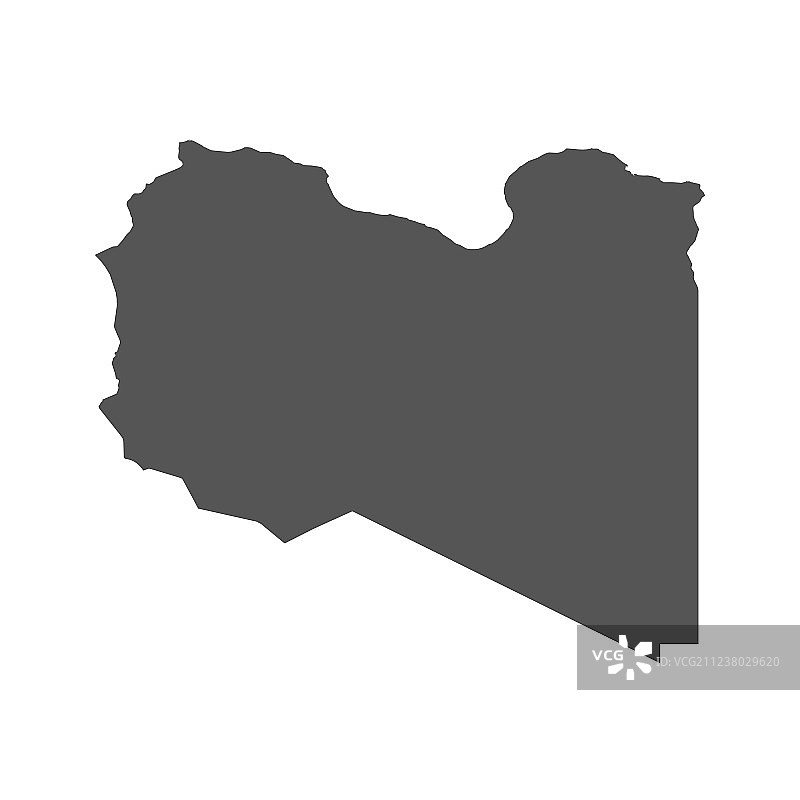 利比亚地图黑色图标，白色背景图片素材