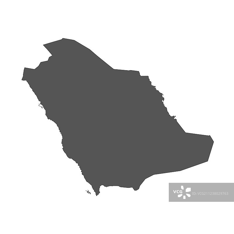 白色背景上的沙特阿拉伯地图黑色图标图片素材