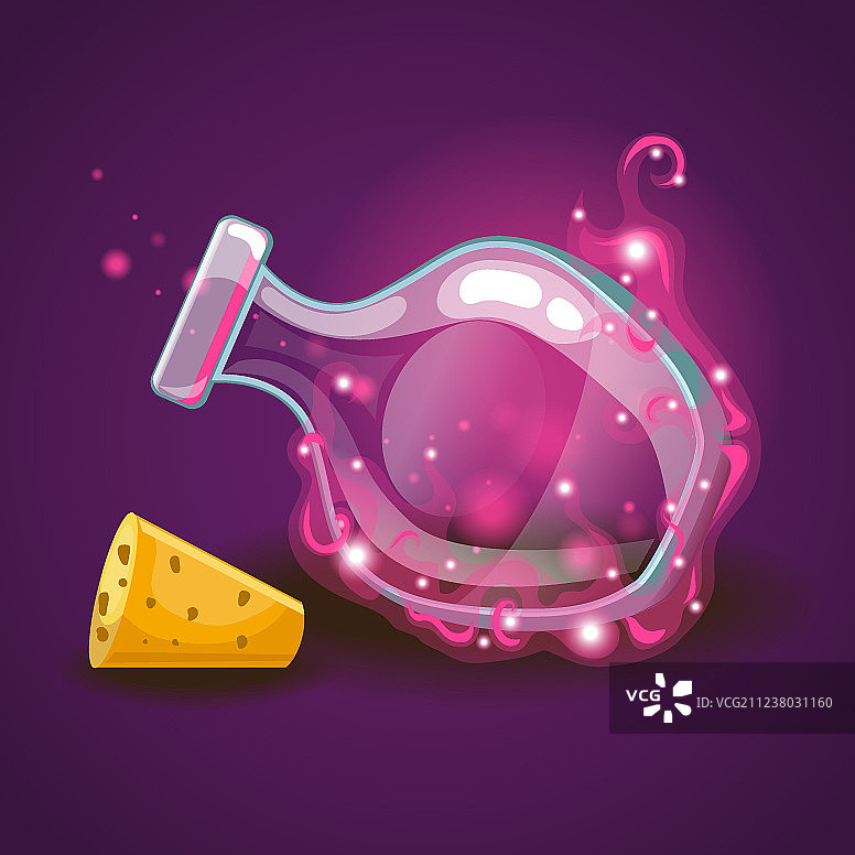 带有魔法烟雾的空药水瓶图片素材