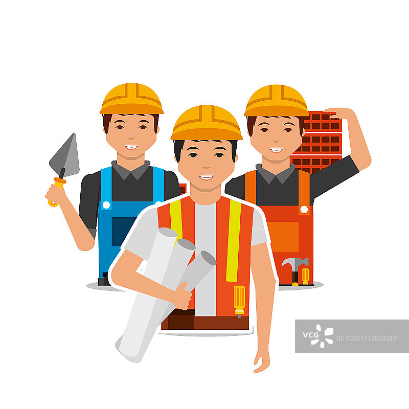 建筑工人与工具图片素材