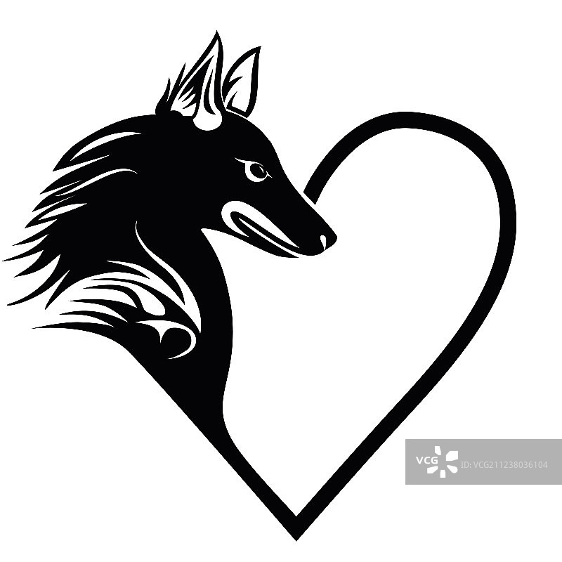 狗爱心宠物纹身T恤图案图片素材