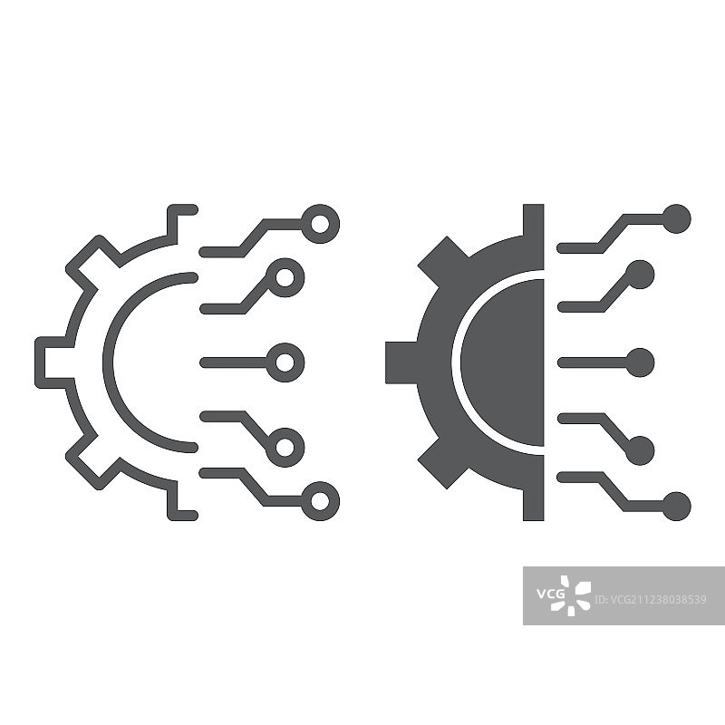 商业智能线性字形图标图片素材