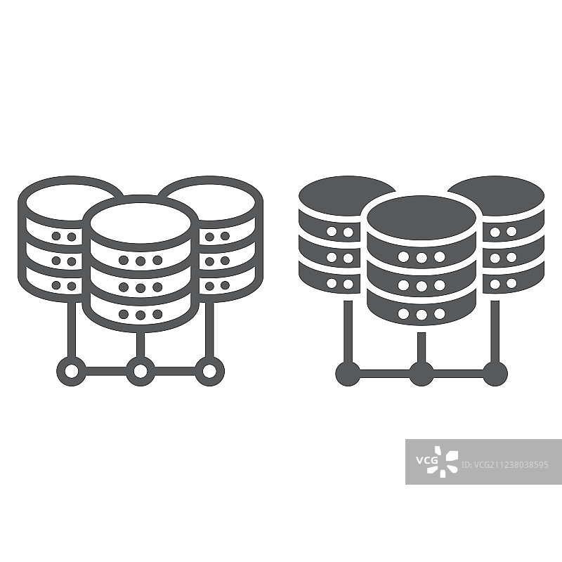 数据中心线性字形数据图标图片素材