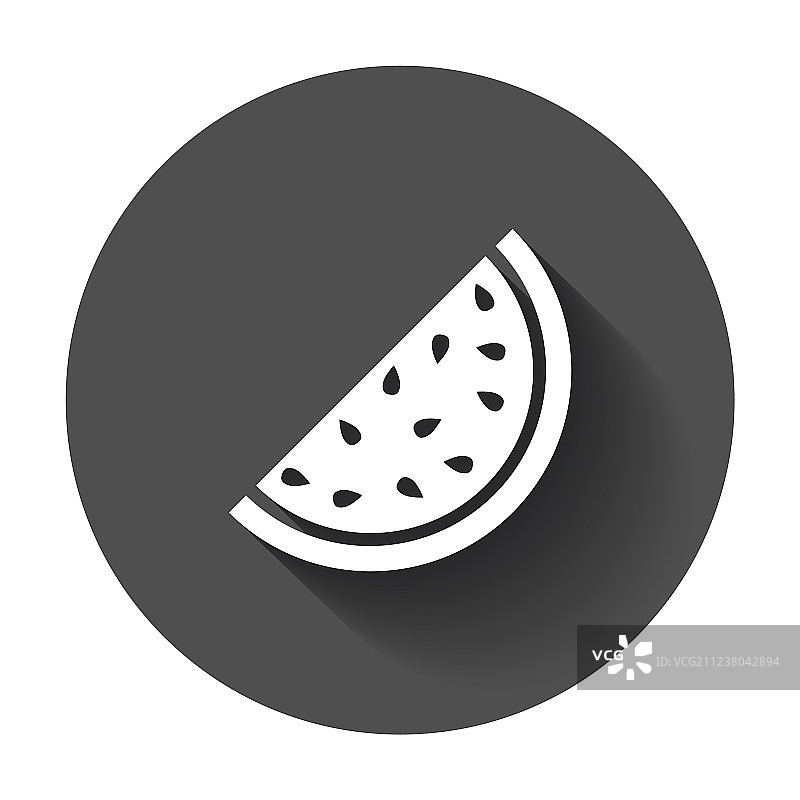 多汁成熟的长阴影西瓜图标图片素材