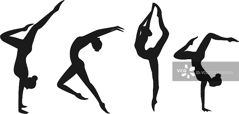 黑色体操女孩剪影合集图片素材