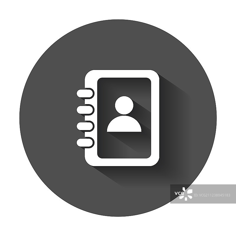 地址簿联系人便笺扁平风格长阴影图标图片素材