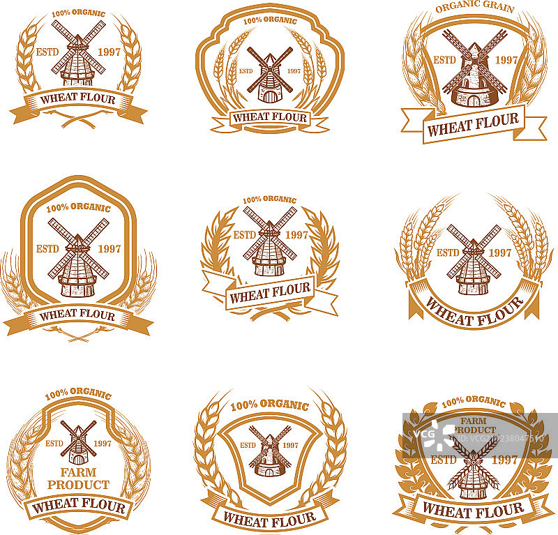 小麦粉标志设计元素合集图片素材