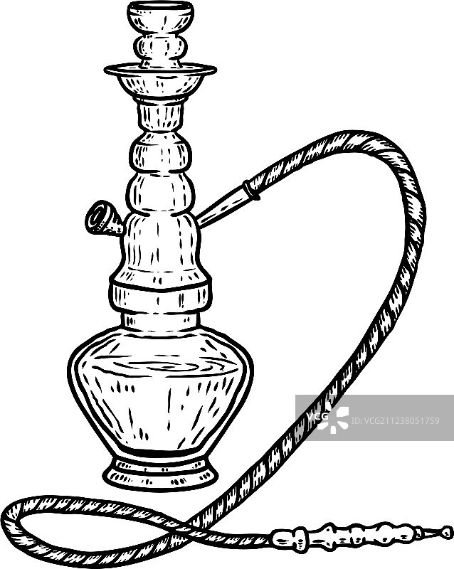 白色背景上手绘水烟图片素材