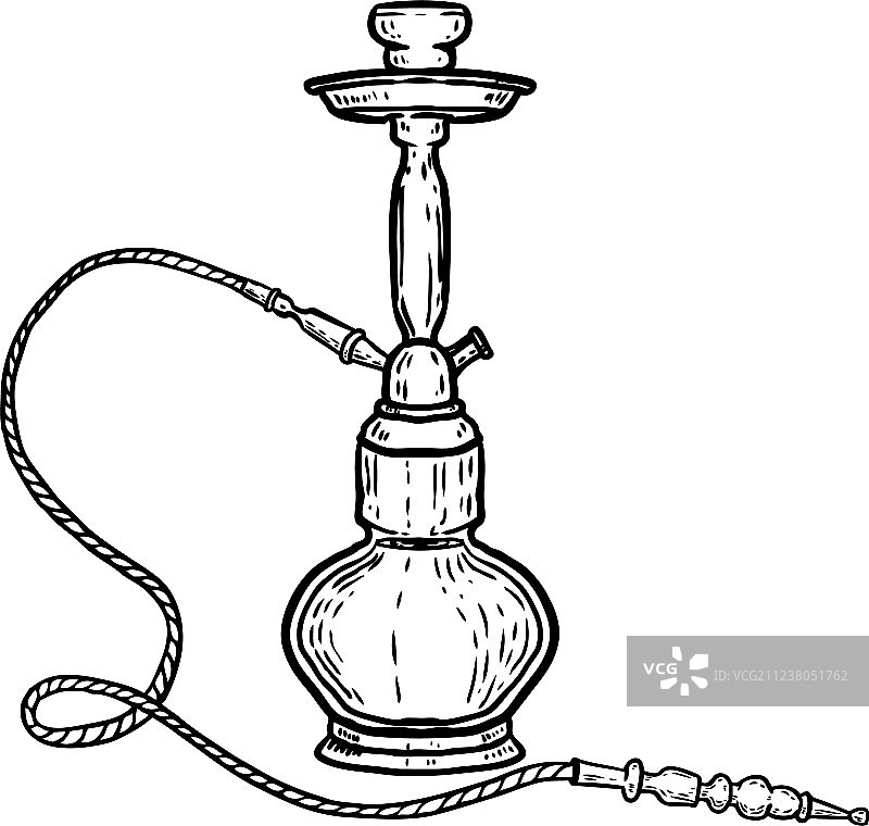 白色背景上手绘水烟图片素材