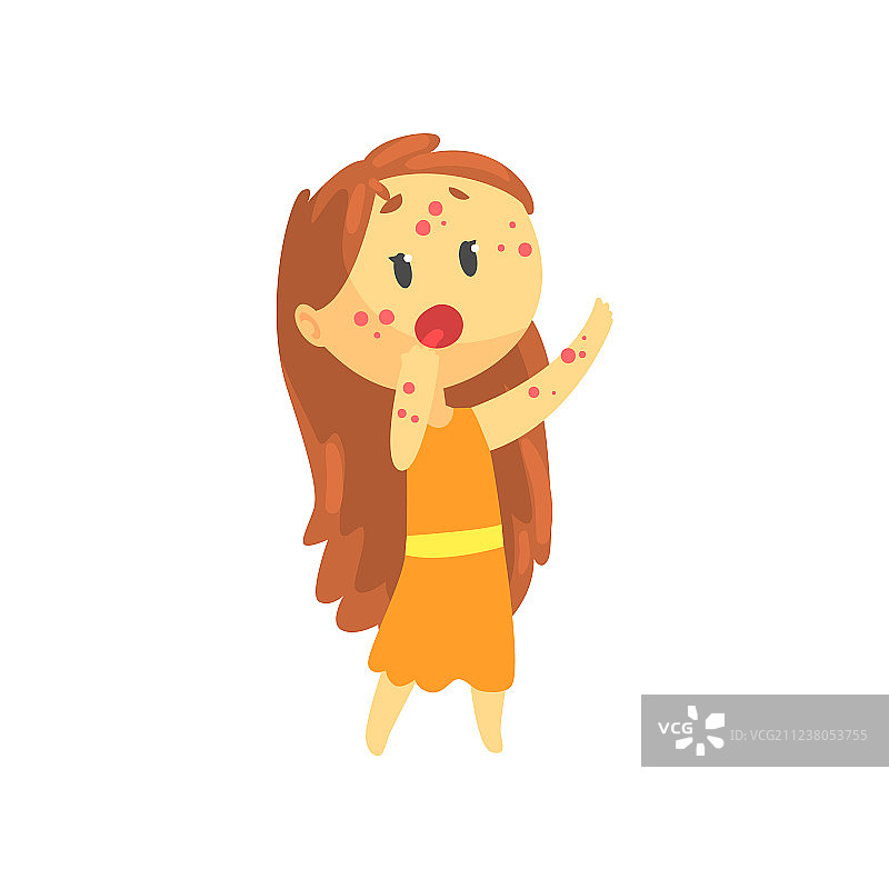 长发女孩的皮疹图片素材