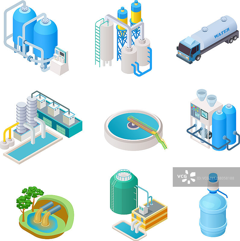 净水技术2.5D处理示意图图片素材