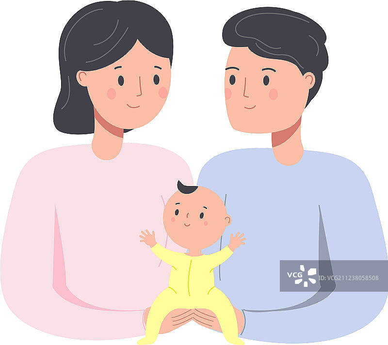 有宝宝的快乐家庭父母图片素材