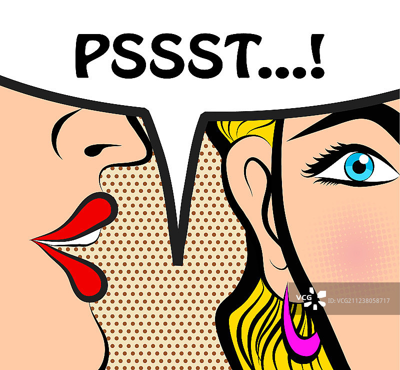 波普艺术风格的漫画书女孩八卦图片素材