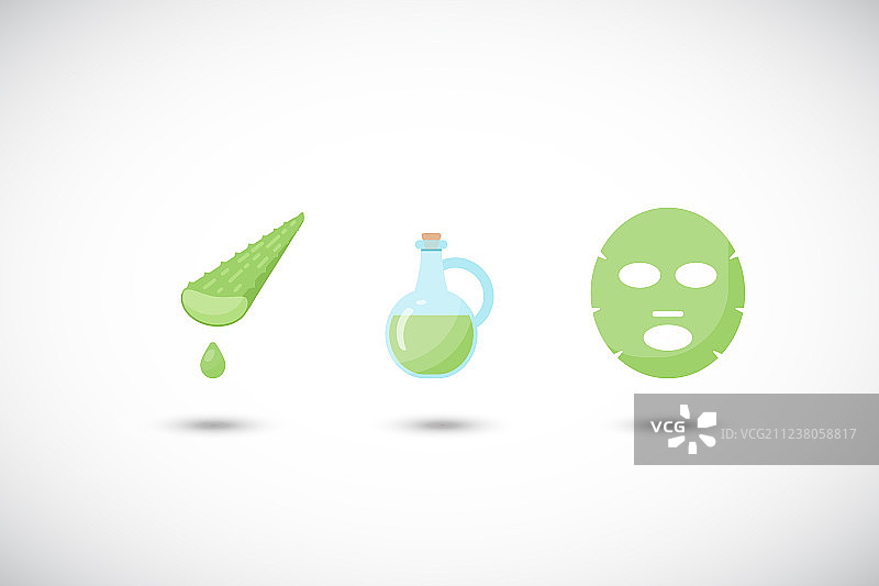 芦荟面膜扁平风格图标合集图片素材