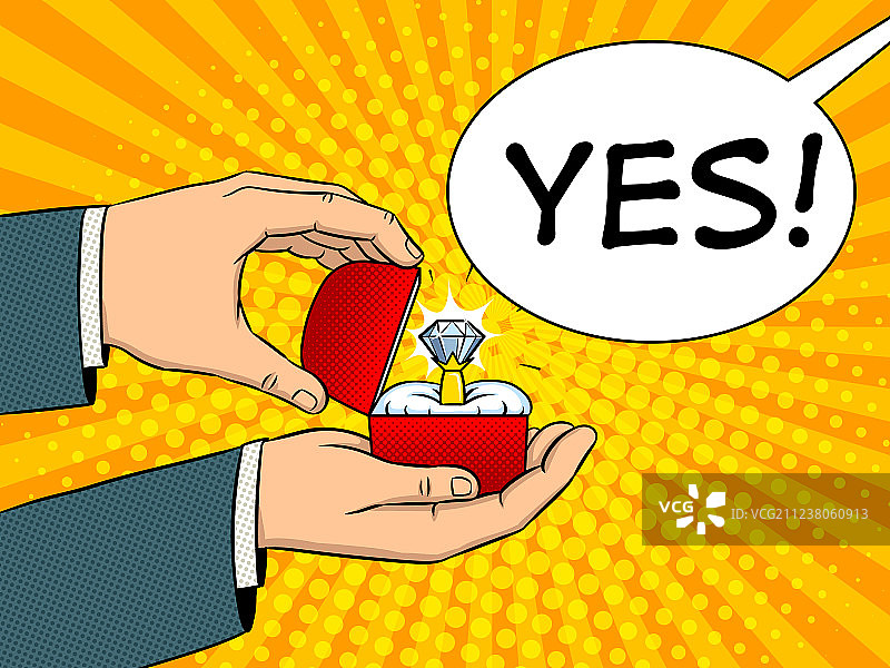 手和珍贵的戒指波普艺术图片素材