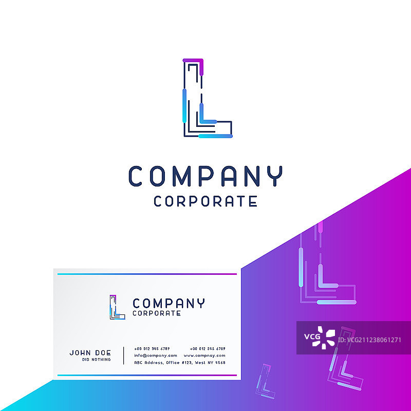 带名片的公司L标志设计图片素材