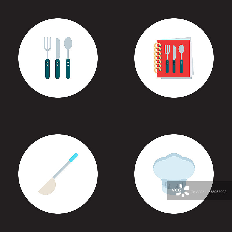 厨房图标扁平风格符号合集图片素材