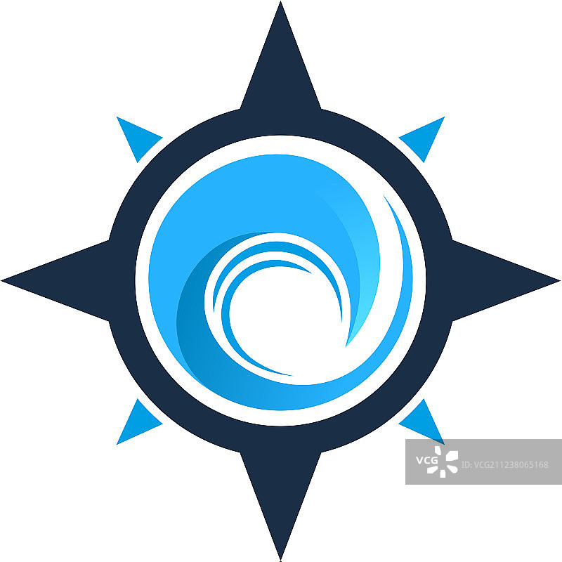 波浪指南针Logo图标设计图片素材