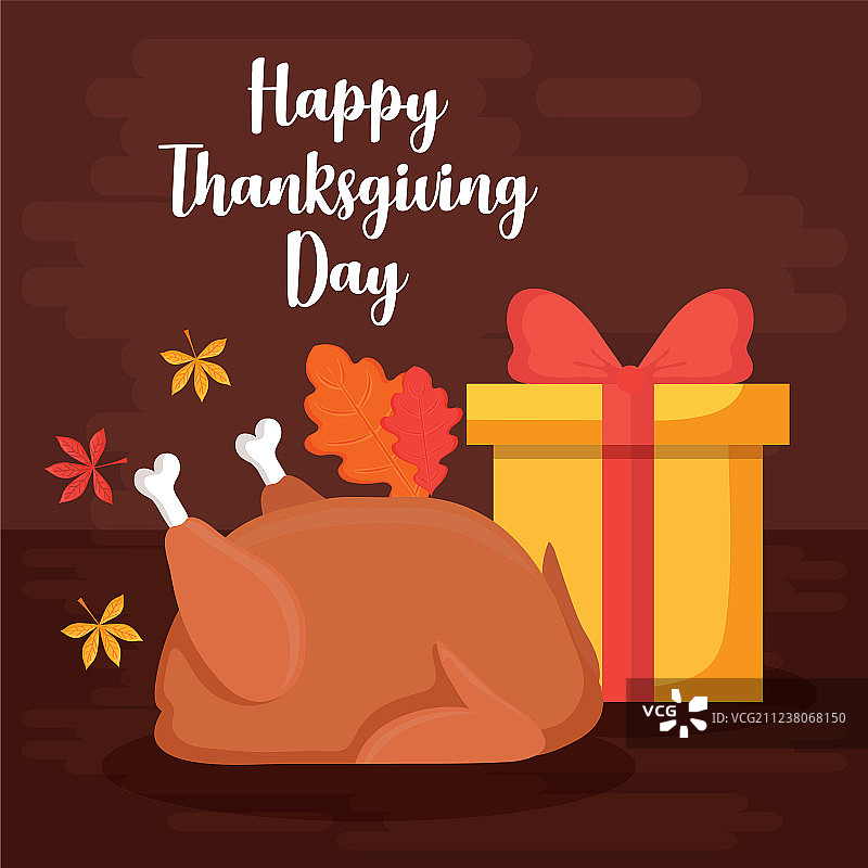 感恩节火鸡晚餐与礼品盒图片素材