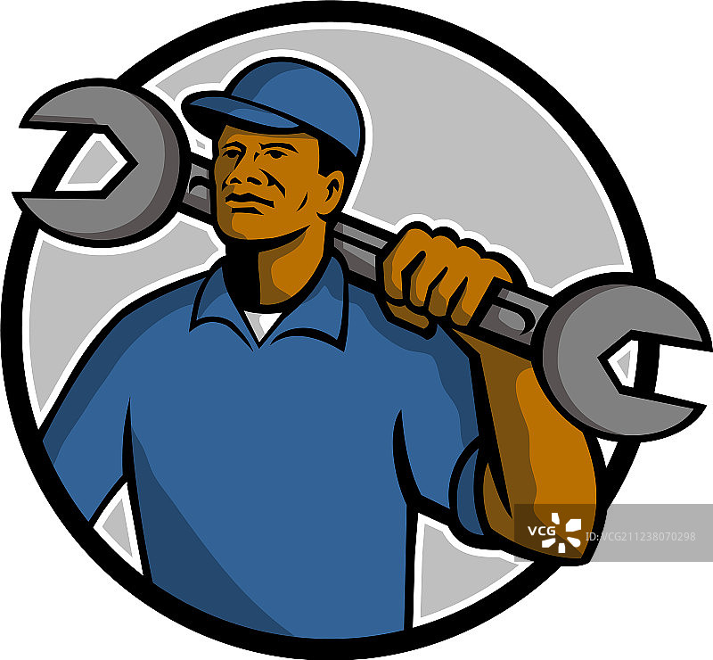 非洲裔机械师吉祥物图片素材