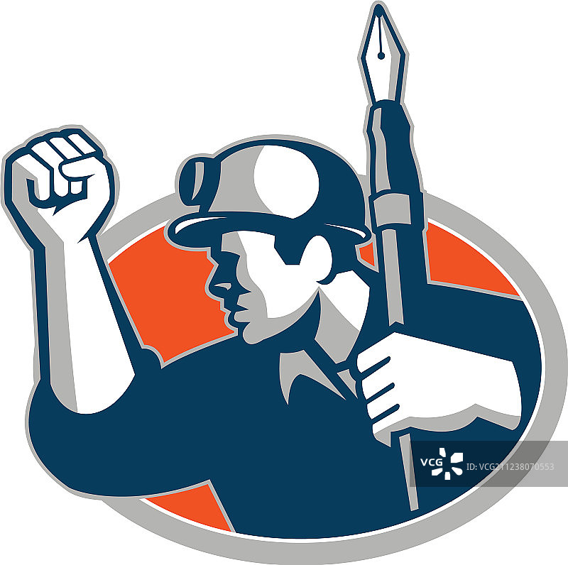 煤矿工人钢笔吉祥物图片素材