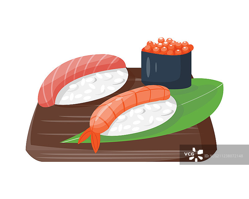 日式料理传统寿司扁平风格图片素材