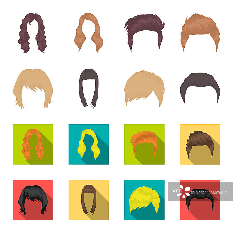 胡须和胡子发型卡通扁平图标图片素材