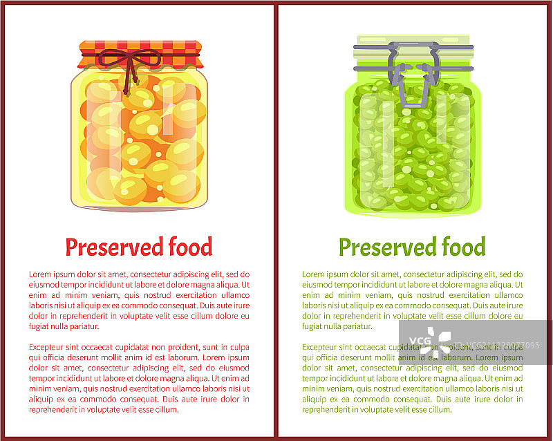 玻璃罐装豌豆和橄榄腌制食品海报图片素材