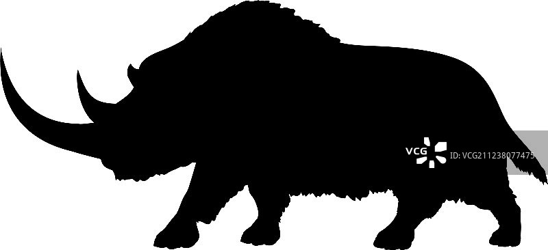 披毛犀剪影哺乳动物图片素材