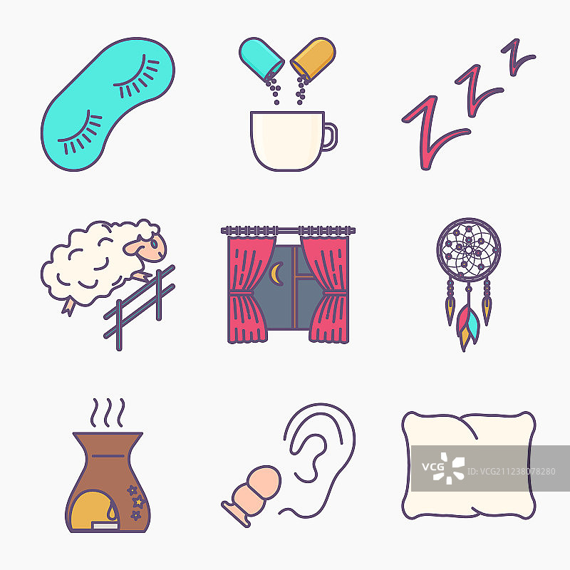 睡眠和失眠图标合集图片素材