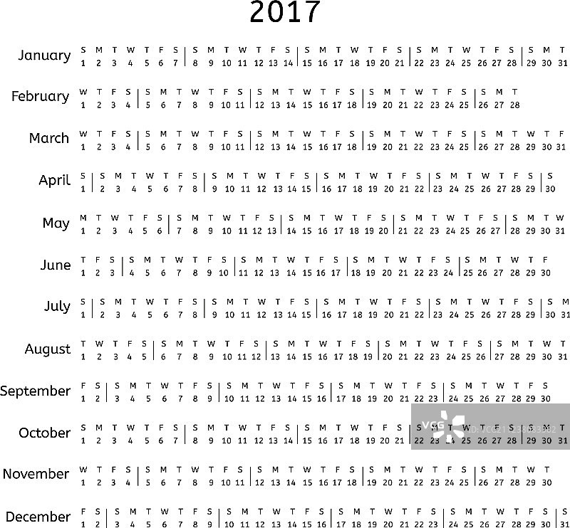 2017年白色背景日历模板图片素材