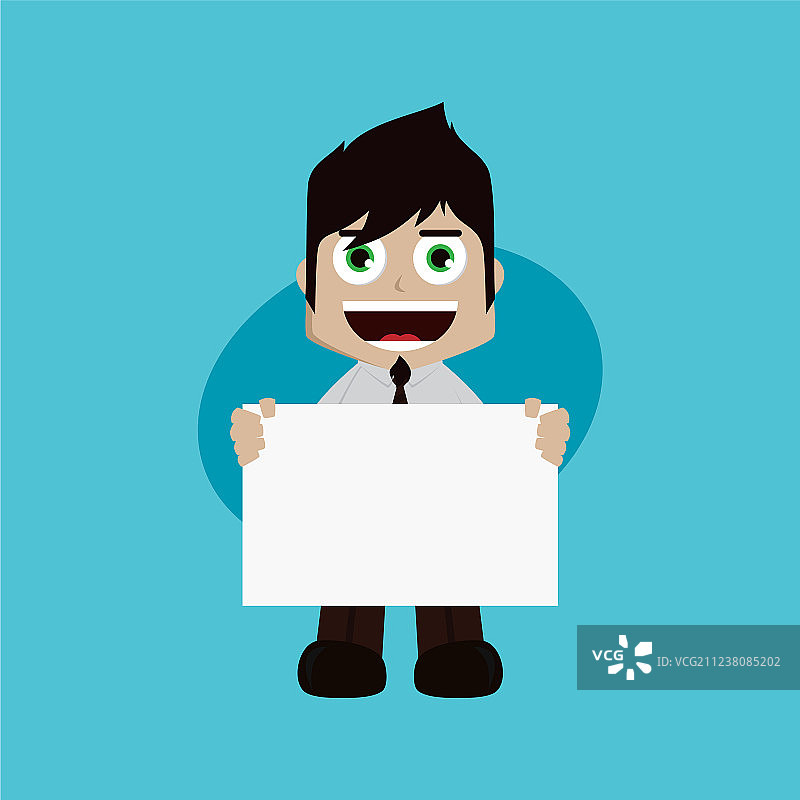 工作中拿着空白标牌的商务人士图片素材
