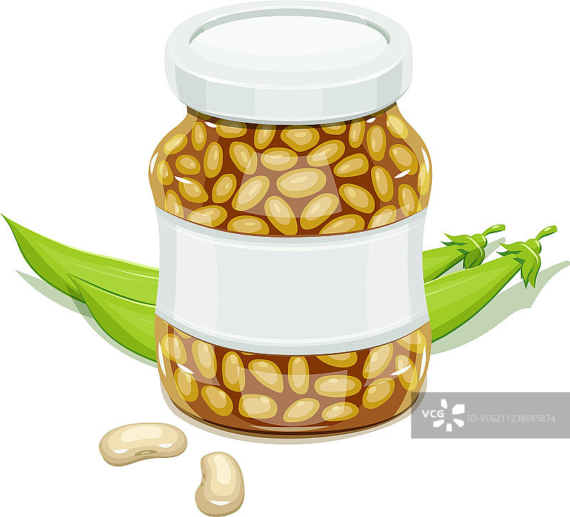 装有豆子和豆荚的玻璃罐图片素材