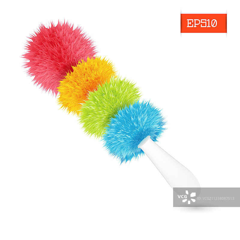 白色背景上的逼真彩色掸子刷图片素材