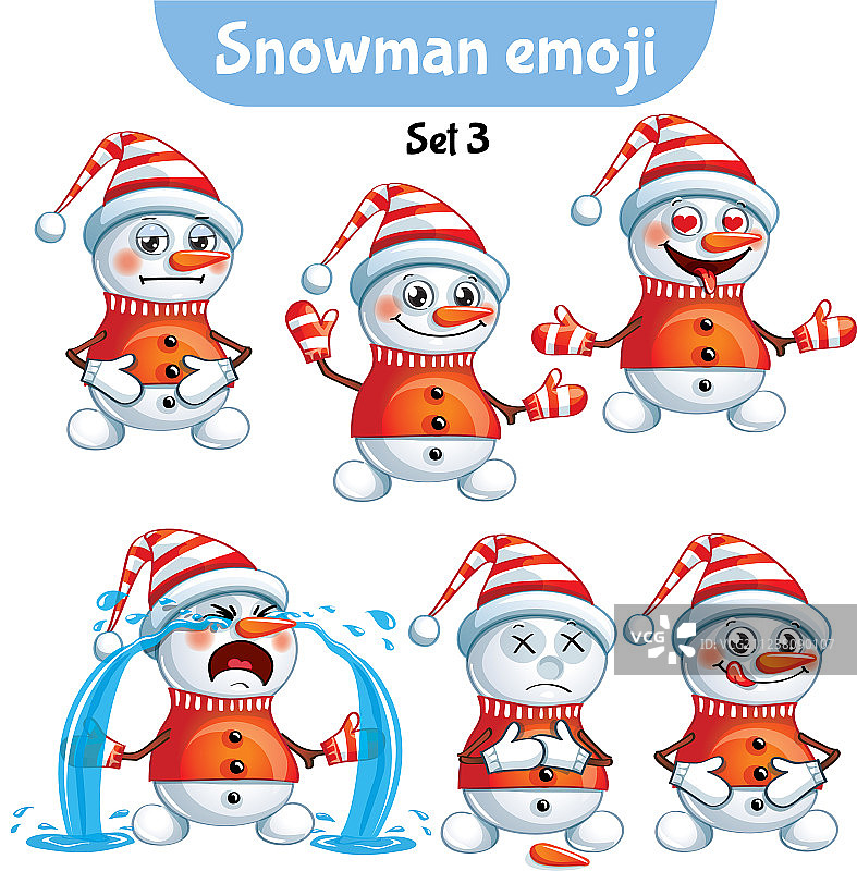 可爱雪人角色套装3图片素材