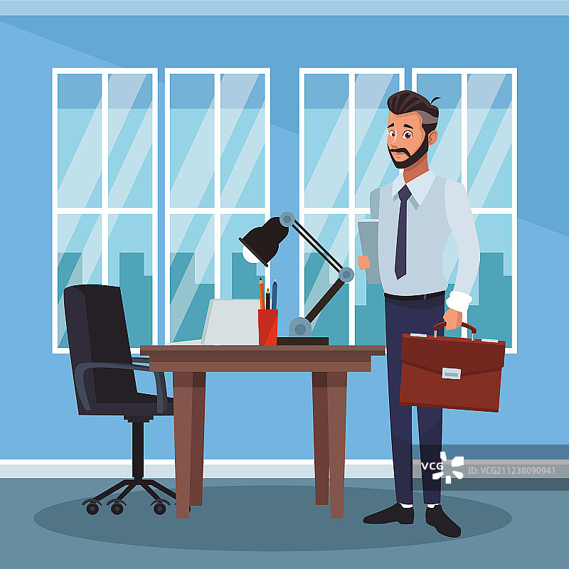 工作中的卡通商人图片素材