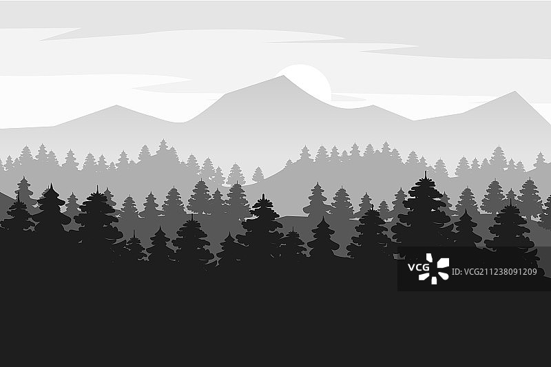 松树林与山脉背景图片素材