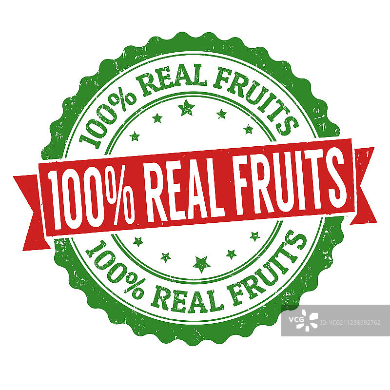 100%真水果标志或图章图片素材