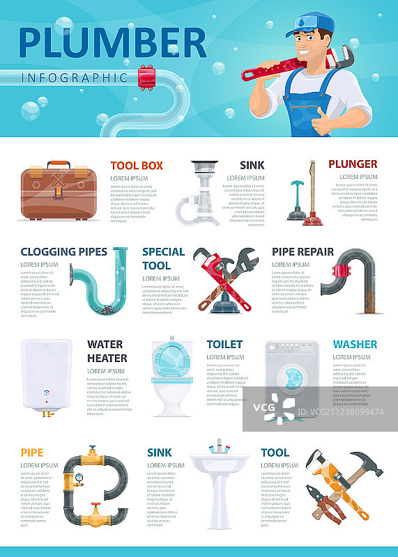 专业水管工服务信息图表模板图片素材