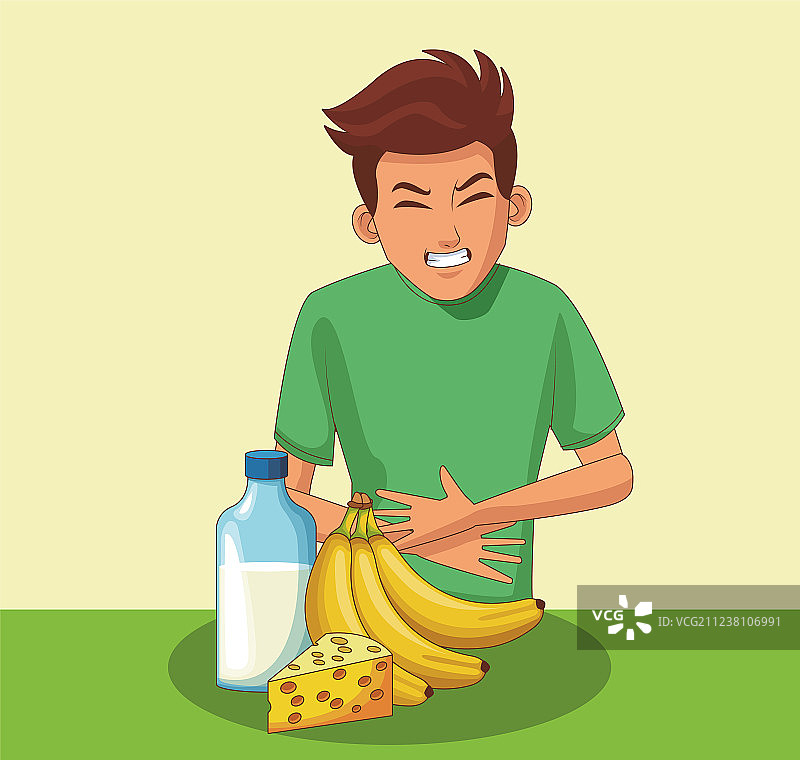 肚子疼的年轻人图片素材