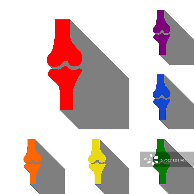 膝关节标志：红橙黄绿集合图片素材
