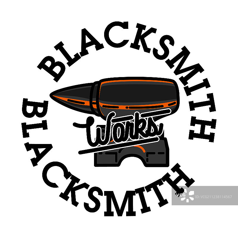 彩色复古铁匠标志图片素材
