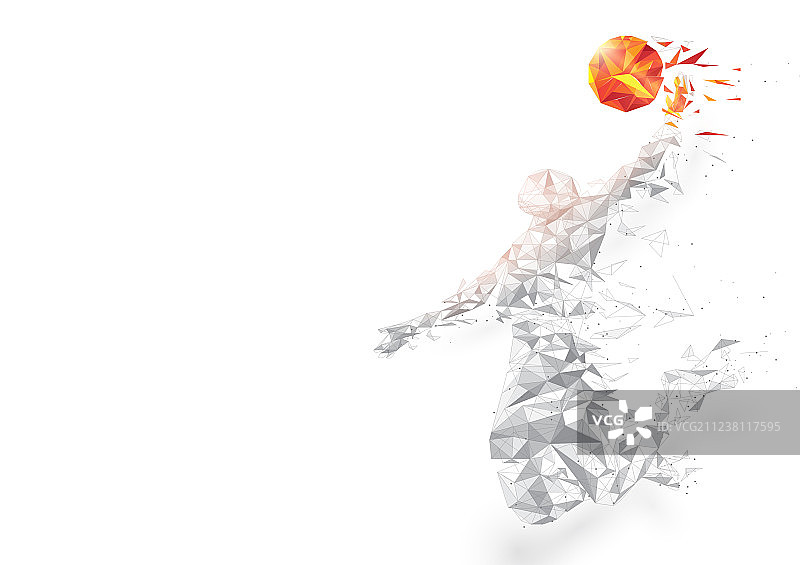 抽象低多边形篮球运动员跳跃图片素材