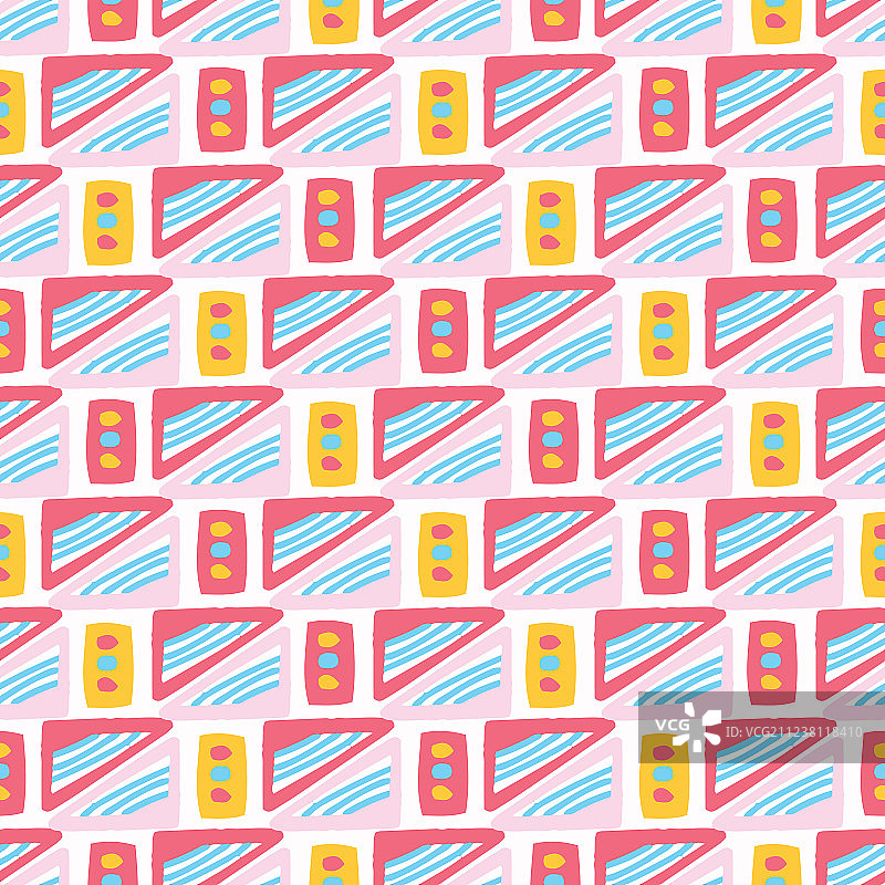 孟菲斯风格几何方形无缝图案图片素材